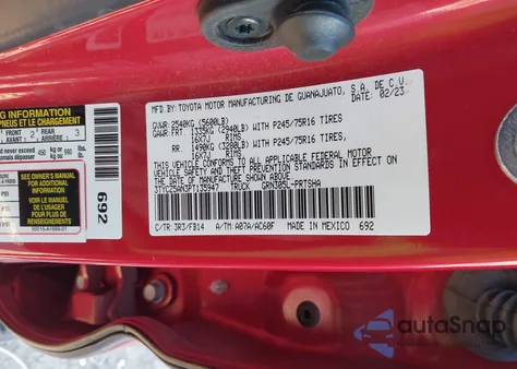 2023 Toyota Tacoma Sr V6 from USA, damaged, VIN 3TYCZ5AN3PT135947